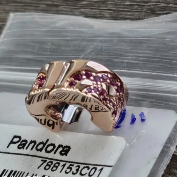 Authentic PANDORA *CHINA EXCLUSIVE* Rose Pink Fan Pattern Spacer Clip 788153C01 - Picture 14 of 15
